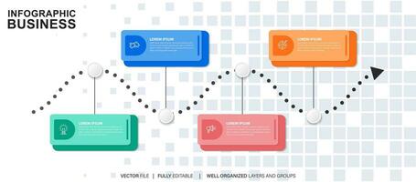 modelo de infográfico de negócios. rótulo de design de linha fina com ícone e 4 opções, etapas ou processos. vetor