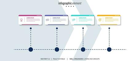 infográfico Projeto modelo. Linha do tempo conceito com 4 passos vetor