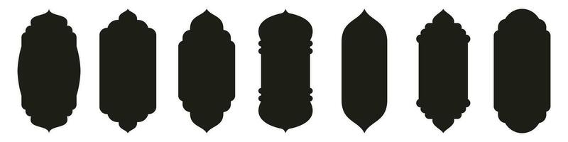 forma islâmico porta e janela silhueta árabe arco. coleção do padrões dentro oriental estilo. quadros dentro árabe muçulmano Projeto para Ramadã kareem. vetor mesquita portão forma isolado em branco