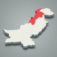 khyber pakhtunkhwa Estado localização dentro Paquistão 3d imap vetor