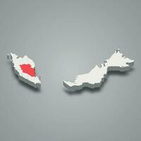 Pahang Estado localização dentro Malásia 3d mapa vetor