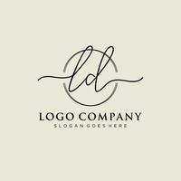 inicial ld feminino logotipo coleções modelo. caligrafia logotipo do inicial assinatura, casamento, moda, joalheria, butique, floral e botânico com criativo modelo para qualquer companhia ou negócios. vetor