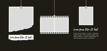 fotos ou colagem de molduras de fotos. layout de grade de página de quadrinhos molduras abstratas e modelo de parede de fotos digitais vetor