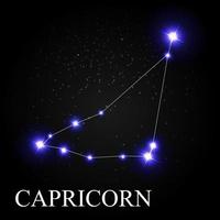 Ilustração vetorial signo de Capricórnio com belas estrelas brilhantes no fundo do céu cósmico vetor