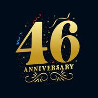 46 aniversário luxuoso dourado cor 46 anos aniversário celebração logotipo Projeto modelo vetor