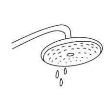 chuveiro com água gotas vetor esboço rabisco ícone