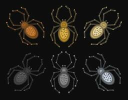 conjunto do seis aranhas fez do vários metálico correntes vetor