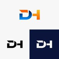 dh inicial logotipo com colorida gradiente estilo vetor