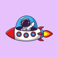 astronauta montando foguete ilustração do ícone do vetor dos desenhos animados. ciência tecnologia ícone conceito isolado vetor premium. estilo de desenho animado plano