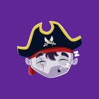 desenho animado dia das Bruxas dormindo pirata emoji personagem vetor