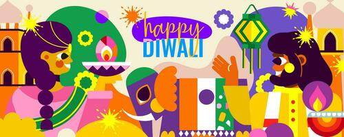 imergir você mesmo dentro a celebração do diwali com isto moderno ilustração. experiência a essência do diwali dentro 1 Projeto. vetor