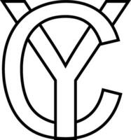 logotipo placa yc cy ícone placa entrelaçado cartas c y vetor