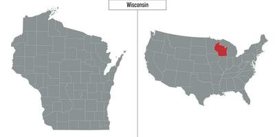 mapa do Wisconsin Estado do Unidos estados e localização em EUA mapa vetor