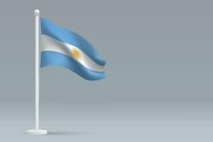 3d realista nacional Argentina bandeira isolado em cinzento fundo vetor