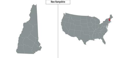 mapa do Novo Hampshire Estado do Unidos estados e localização em EUA mapa vetor