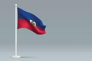 3d realista nacional Haiti bandeira isolado em cinzento fundo vetor