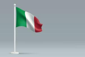 3d realista nacional Itália bandeira isolado em cinzento fundo vetor