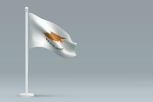 3d realista nacional Chipre bandeira isolado em cinzento fundo vetor