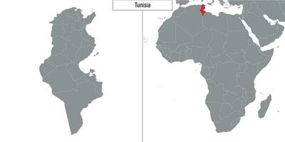 mapa do Tunísia e localização em África mapa vetor