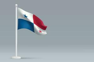 3d realista nacional Panamá bandeira isolado em cinzento fundo vetor