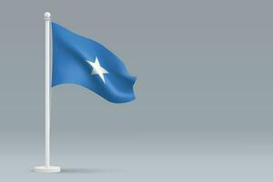 3d realista nacional Somália bandeira isolado em cinzento fundo vetor