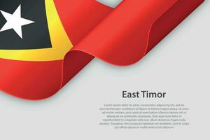 3d fita com nacional bandeira leste timor isolado em branco fundo vetor