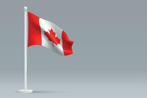 3d realista nacional Canadá bandeira isolado em cinzento fundo vetor