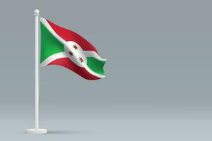 3d realista nacional Burundi bandeira isolado em cinzento fundo vetor