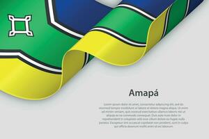 3d fita com bandeira amapa. brasileiro estado. isolado em branco fundo vetor