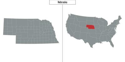 mapa do Nebraska Estado do Unidos estados e localização em EUA mapa vetor