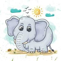 aguarela estilo elefante ilustração Projeto vetor