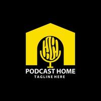 podcast casa animação logotipo Projeto vetor