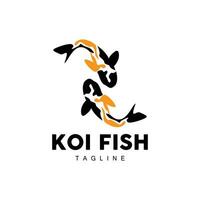 design de logotipo de peixe koi, vetor de peixe ornamental chinês de sorte e triunfo, ícone de peixe dourado da marca da empresa