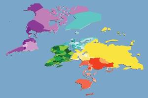 mapa-múndi isométrico vetor colorido completo com todos os países. ilustração vetorial.