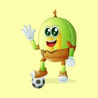 melada Melão personagem chutando uma futebol bola vetor
