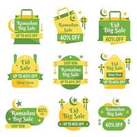 pacote de etiquetas de venda com desconto ramadan vetor