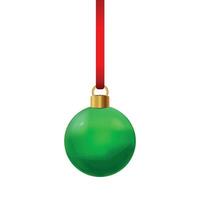 realista vermelho Natal bola em branco fundo. vetor