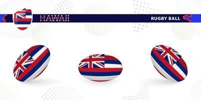 rúgbi bola conjunto com a bandeira do Havaí dentro vários ângulos em abstrato fundo. vetor
