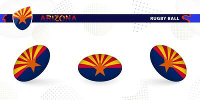 rúgbi bola conjunto com a bandeira do Arizona dentro vários ângulos em abstrato fundo. vetor