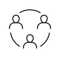 trabalhos equipe técnica ícone. simples esboço estilo. parceiros, grupo, comunidade, do utilizador, unidade, colaboração, trabalho em equipe conceito. fino linha símbolo. vetor ilustração isolado.