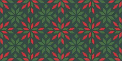 motivo Natal étnico feito à mão lindo ikat arte. Natal fundo. folk bordado Natal padrão, geométrico arte enfeite imprimir. vermelho, verde, branco cores. floco de neve, estrela, poinsétia Projeto. vetor