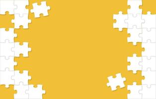 vetor branco quebra-cabeças enigma quadro, Armação e fundo modelo em a laranja fundo.