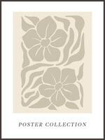 abstrato groovy floral poster y2k. moderno na moda minimalista estilo. mão desenhado para papel de parede, parede decoração, tecido, cartão postal, cobrir, modelo, bandeira. vetor