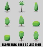 coleção de estilo de design plano de árvore isométrica e arbusto. vetor