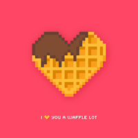 Arte de pixel de waffle em forma de coração vetor