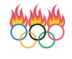 símbolo oficial jogos olímpicos Tóquio 2020 Japão com chama de fogo desenho vetorial abstrato ilustração logotipo sinal ícone vetor