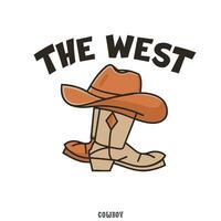 ocidental t camisa. Arizona rodeio vaqueiro caos vintage mão desenhado ilustração t camisa Projeto. vintage chapéu e bota ilustração, vestuário, t camisa, adesivo vetor