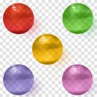 conjunto de esferas de vidro transparente multicolorido com sombras
