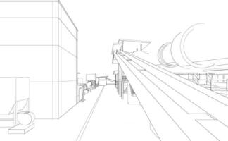 3d ilustração do industrial construção vetor