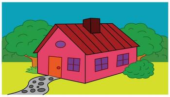 ilustração do uma casa dentro a interior, vetor ilustração, eps10. desenho animado casa dentro uma lindo meio Ambiente
